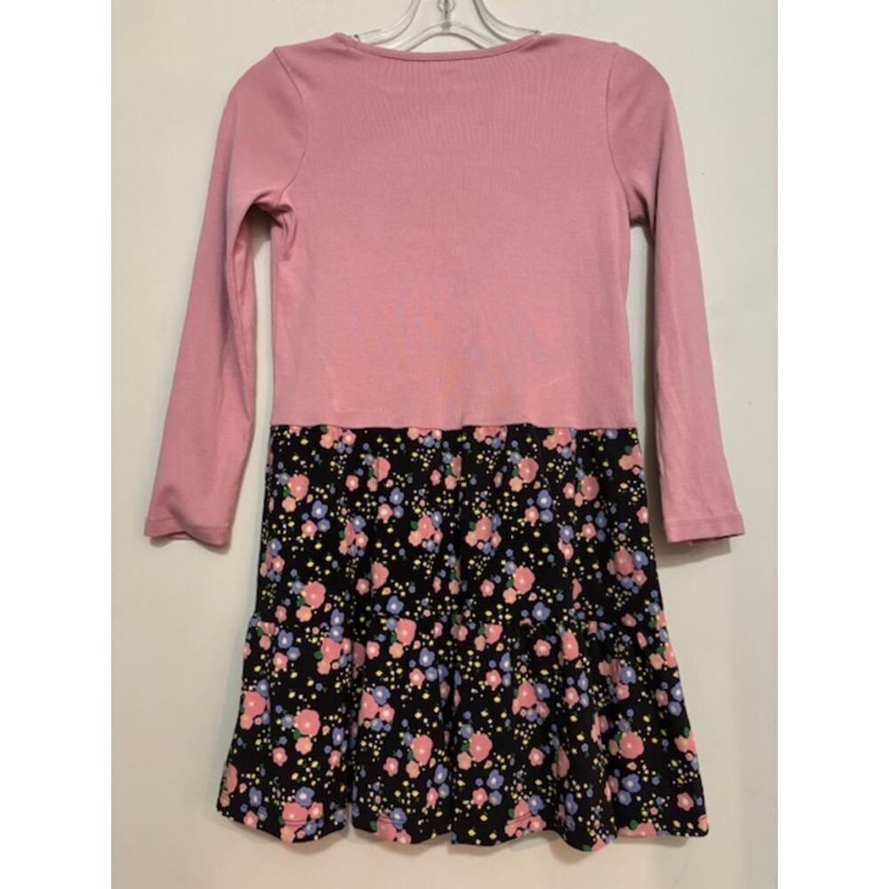 Tea Collection Dress Girls Size 12 Floral Casual 100% Cotton Pink Long Sleeve
